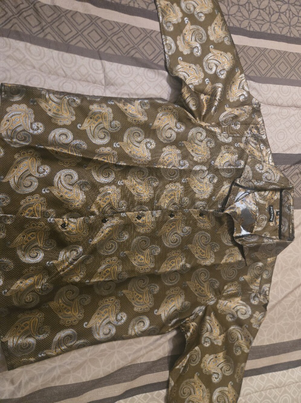 Barry Wang Paisley Button-Up XL Shirt